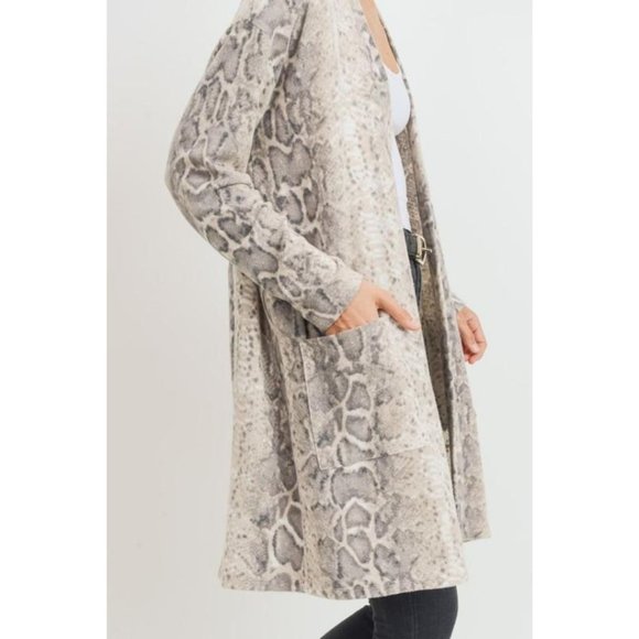 (NWT) Brushed Snake Print Open Front Cardigan - Picture 4 of 5